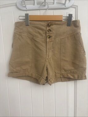 AERIE High Waist Button-Front Women’s Shorts in Tan